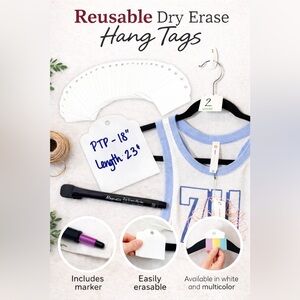 30 Dry Erase Reusable Hang Tags for Live Show with Dry Erase Marker